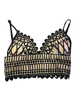 Hot Miami Styles Black Lace Bralette with Nude Lining